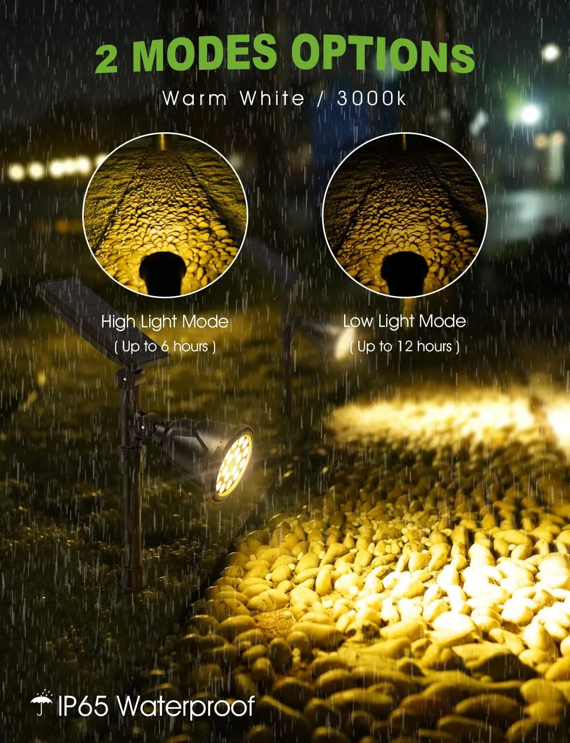 DBF Solar Lights Outdoor, 600LM Solar Spotlights Outdoor Waterproof, 2 Brightness Mode Adjustable 18 LED Flag Pole Light for Garden Yard Patio Landscape Driveway Garage Pool(Warm White, 2 Pack)