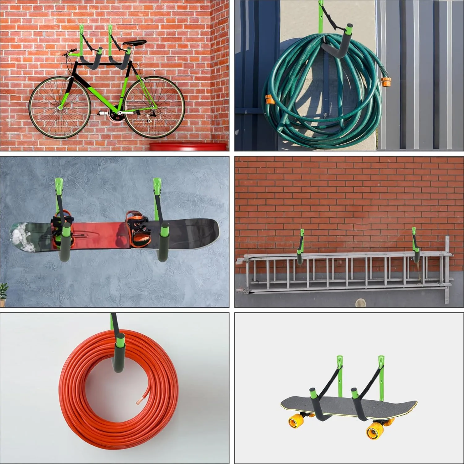 DEDU Kayak Storage Rack, Kayak Wall Mount Hangers 4 Pack, Paddle Board Holder Wall Mount Kayak Storage Hooks 15 Inch with Lashing Straps for Hanging Canoe Surfboard Snowboard Ladders Bikes