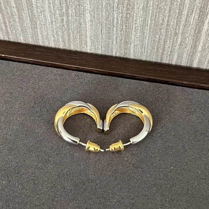 Designer 925 Sterling Silver & Gold Mixed Twisted Rope Hoop Earrings