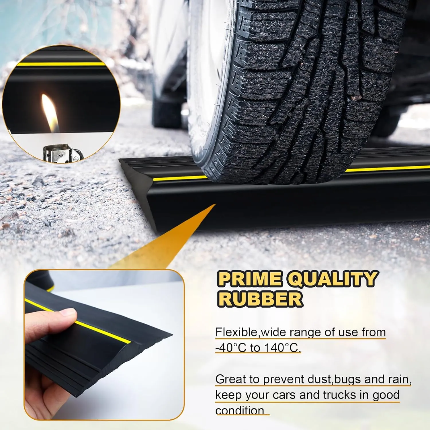DGSL Universal Garage Threshold Seal Strip with Sealants/Adhesive, 10FT Waterproof Garage Door Bottom Rubber, DIY Garage Door Weather Stripping Replacement, Black