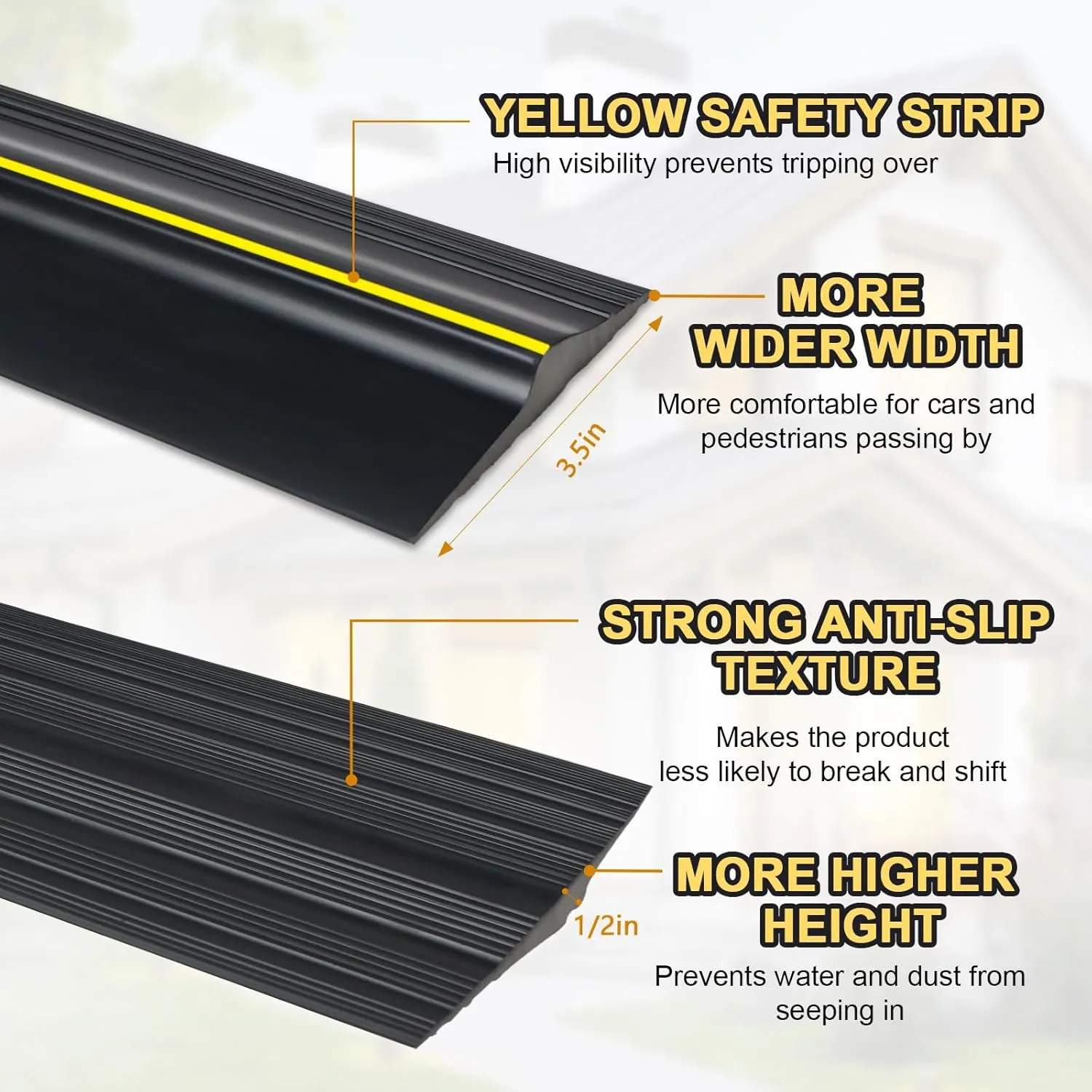 DGSL Universal Garage Threshold Seal Strip with Sealants/Adhesive, 10FT Waterproof Garage Door Bottom Rubber, DIY Garage Door Weather Stripping Replacement, Black