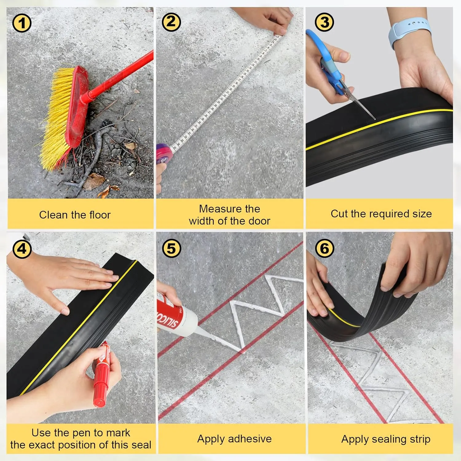 DGSL Universal Garage Threshold Seal Strip with Sealants/Adhesive, 10FT Waterproof Garage Door Bottom Rubber, DIY Garage Door Weather Stripping Replacement, Black
