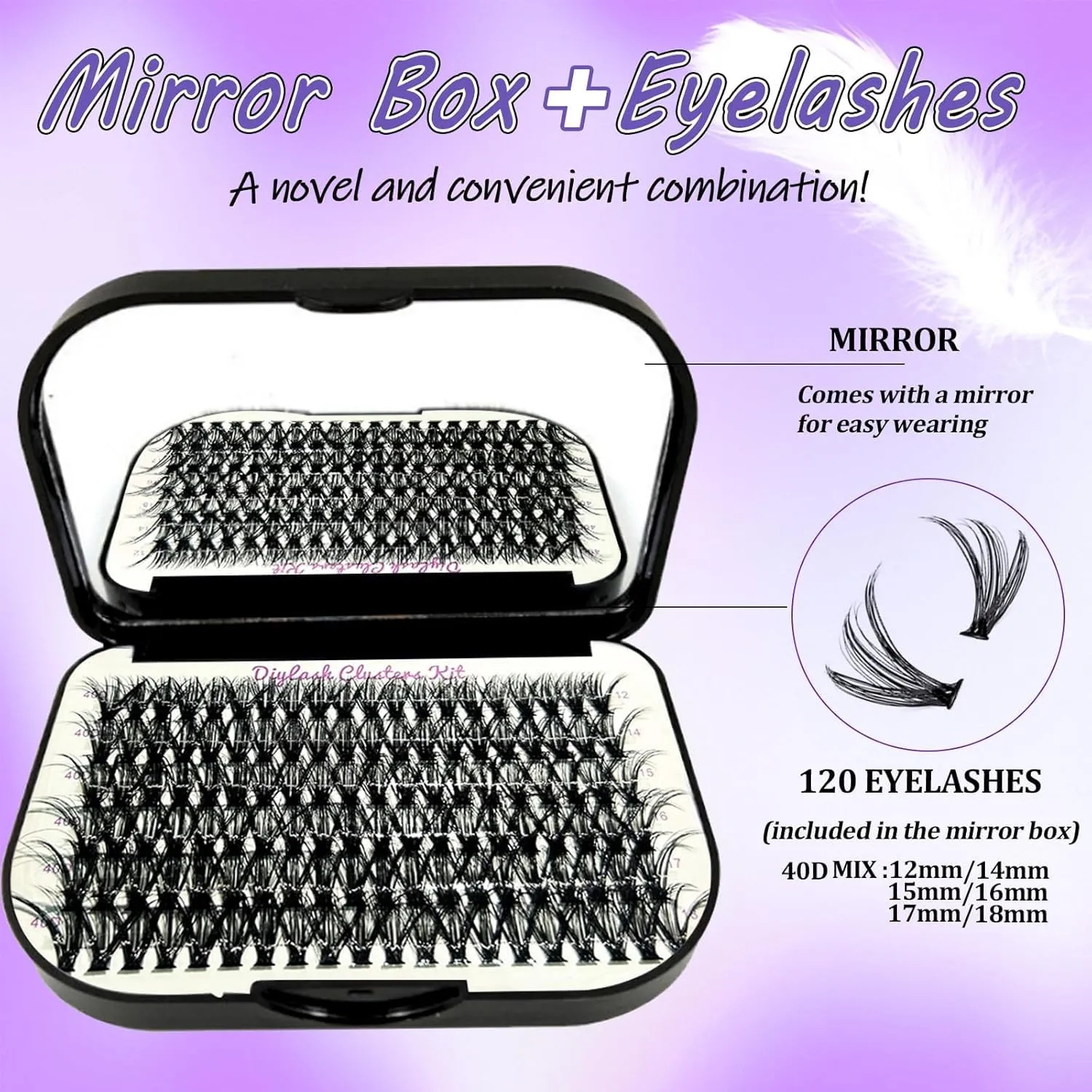 DIY Lash Extension Kit 690Pcs D Curl Individual Lash Clusters Eyelashes Extension Set with Mirror Lash Storage Box Lash Bond&Seal Glue Remover Tweezers Lash Brush Applicator