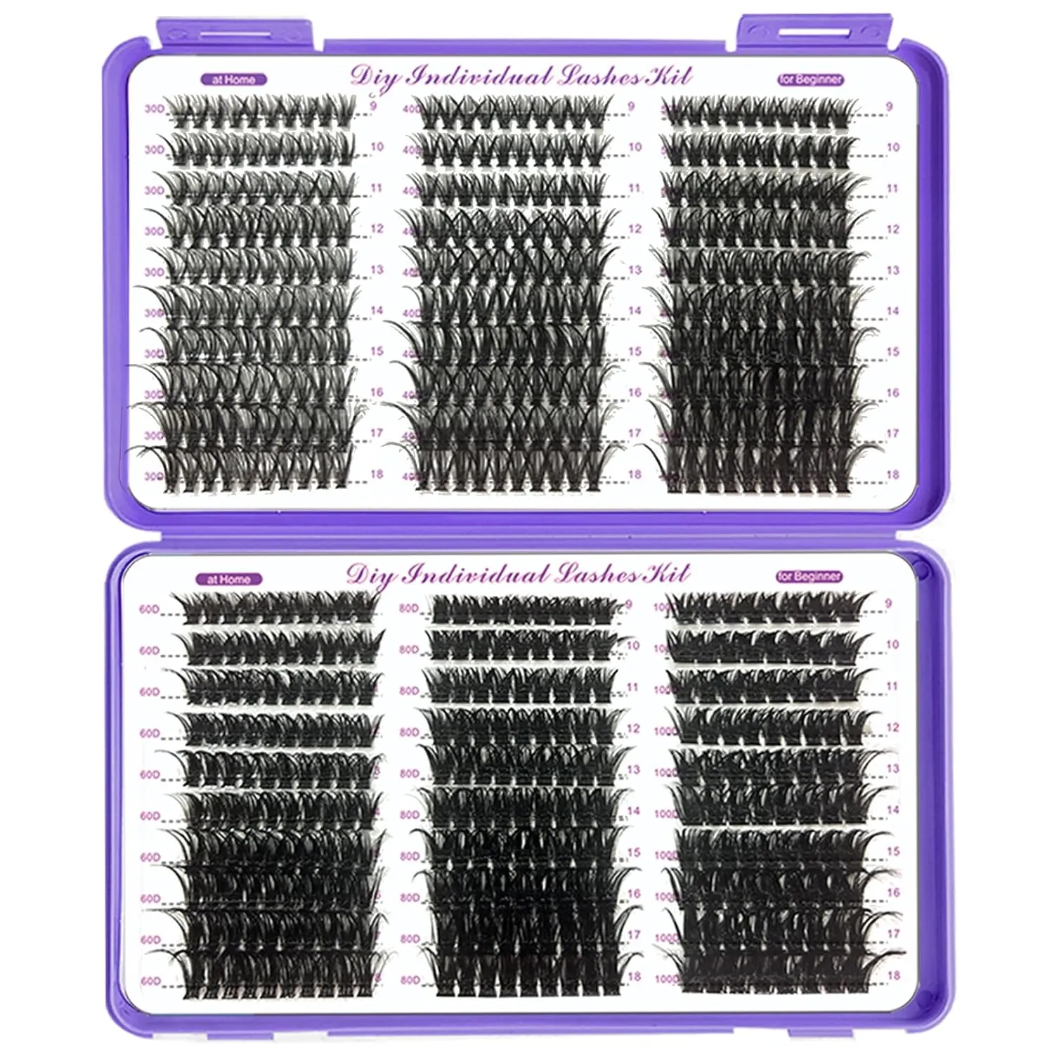 DIY Lash Extension Kit 690Pcs D Curl Individual Lash Clusters Eyelashes Extension Set with Mirror Lash Storage Box Lash Bond&Seal Glue Remover Tweezers Lash Brush Applicator