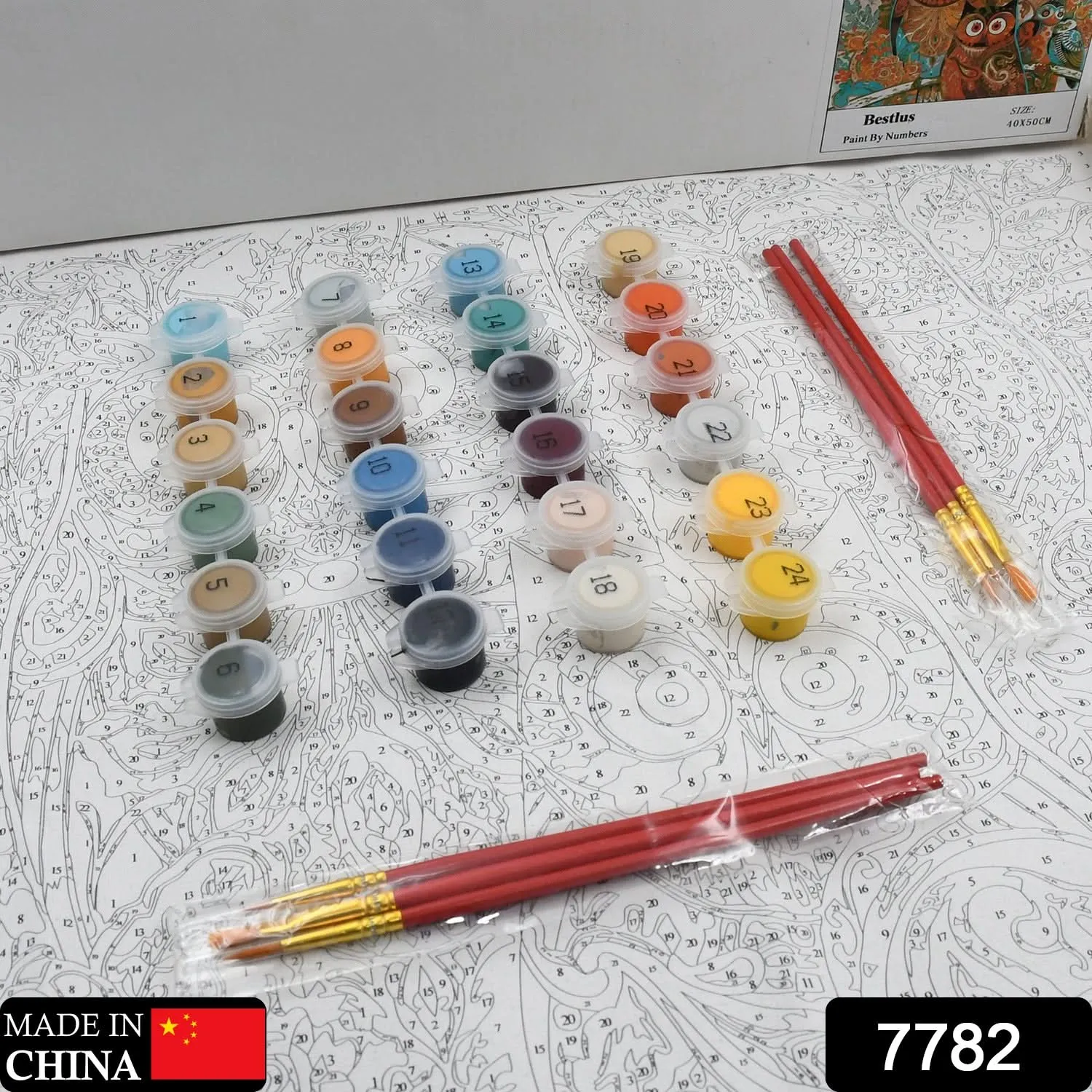 DIY Paint by Numbers Kit – 24 Colors, Canvas & Brushes (40x50 cm)