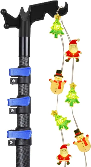 DOBEN Carbon Fiber Extension Pole with Utility Hook for Christmas Light Hanger Tool, 3.5 to 12FT Lightweight Telescopic Pole for Holiday Light Hanging Decor with Universal Thread for Home Birdfeeders
