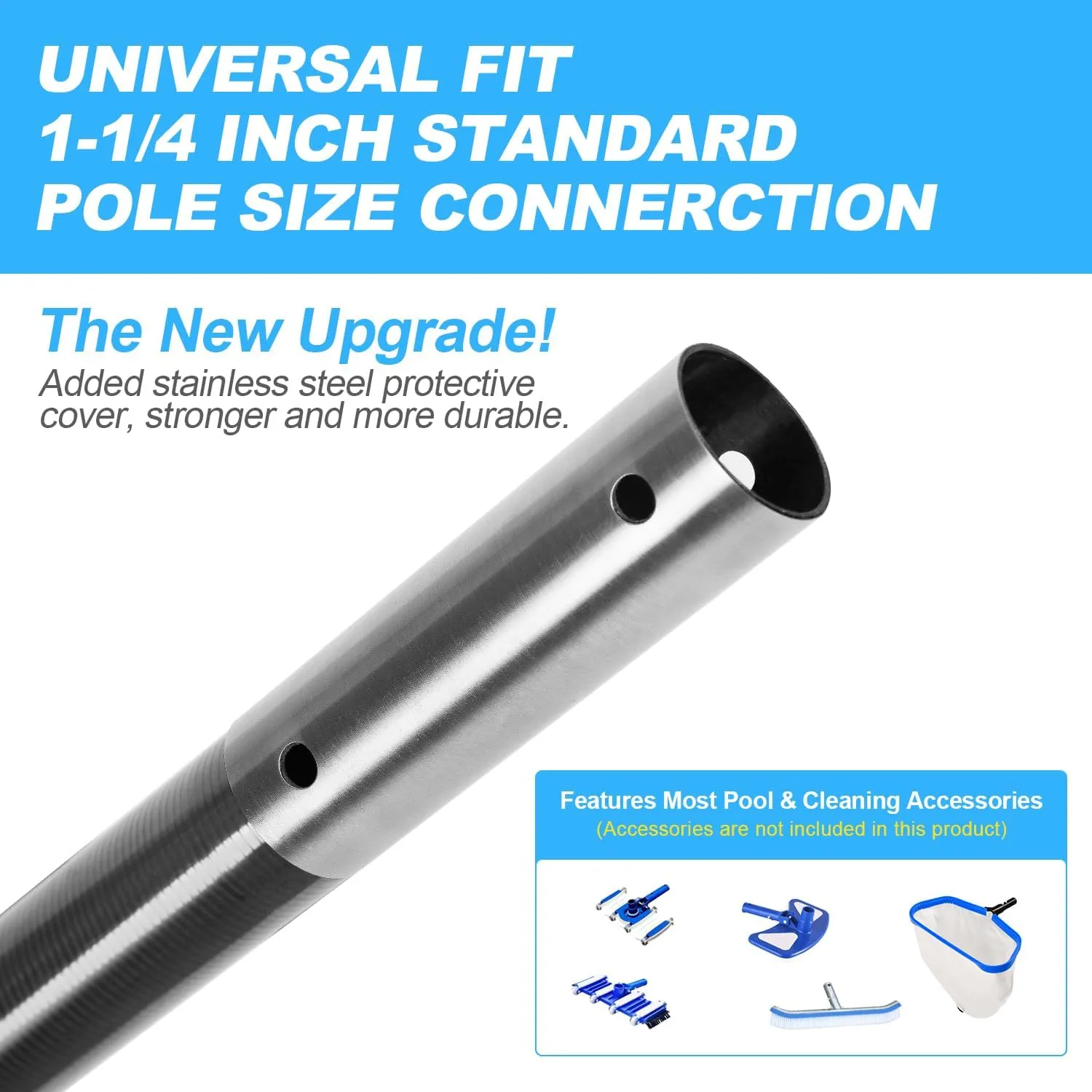 DOBEN Carbon Fiber Pool Pole Telescopic, Professional Ultralight Pool Poles 4.6 to 15 FT, Telescoping Lightweight Pool Cleaning Pole, Heavy Duty Pool Pole for Skimmer Net, Brush, Vacuum Head 15FT