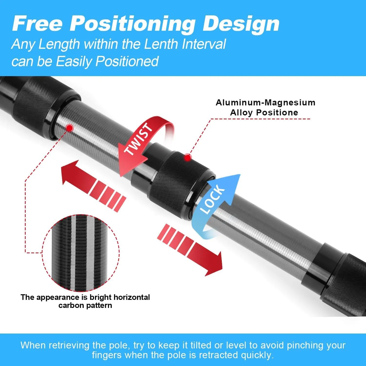 DOBEN Carbon Fiber Pool Pole Telescopic, Professional Ultralight Pool Poles 4.6 to 15 FT, Telescoping Lightweight Pool Cleaning Pole, Heavy Duty Pool Pole for Skimmer Net, Brush, Vacuum Head 15FT