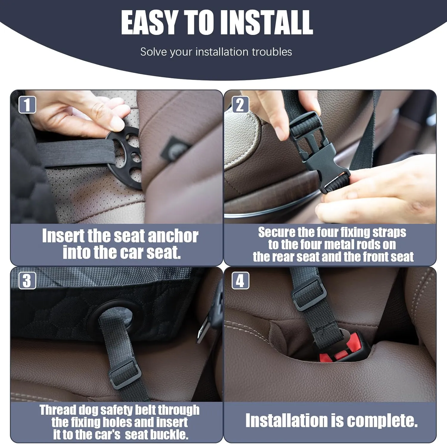 Dog Car Seat for Medium Small Dogs, Pet Car Seat with Adjustable Safety Belt & Storage Pockets, Breathable Waterproof Pet Car Seats Cover, Small Dog Seats for Dogs Under 25lbs (Medium, Black)