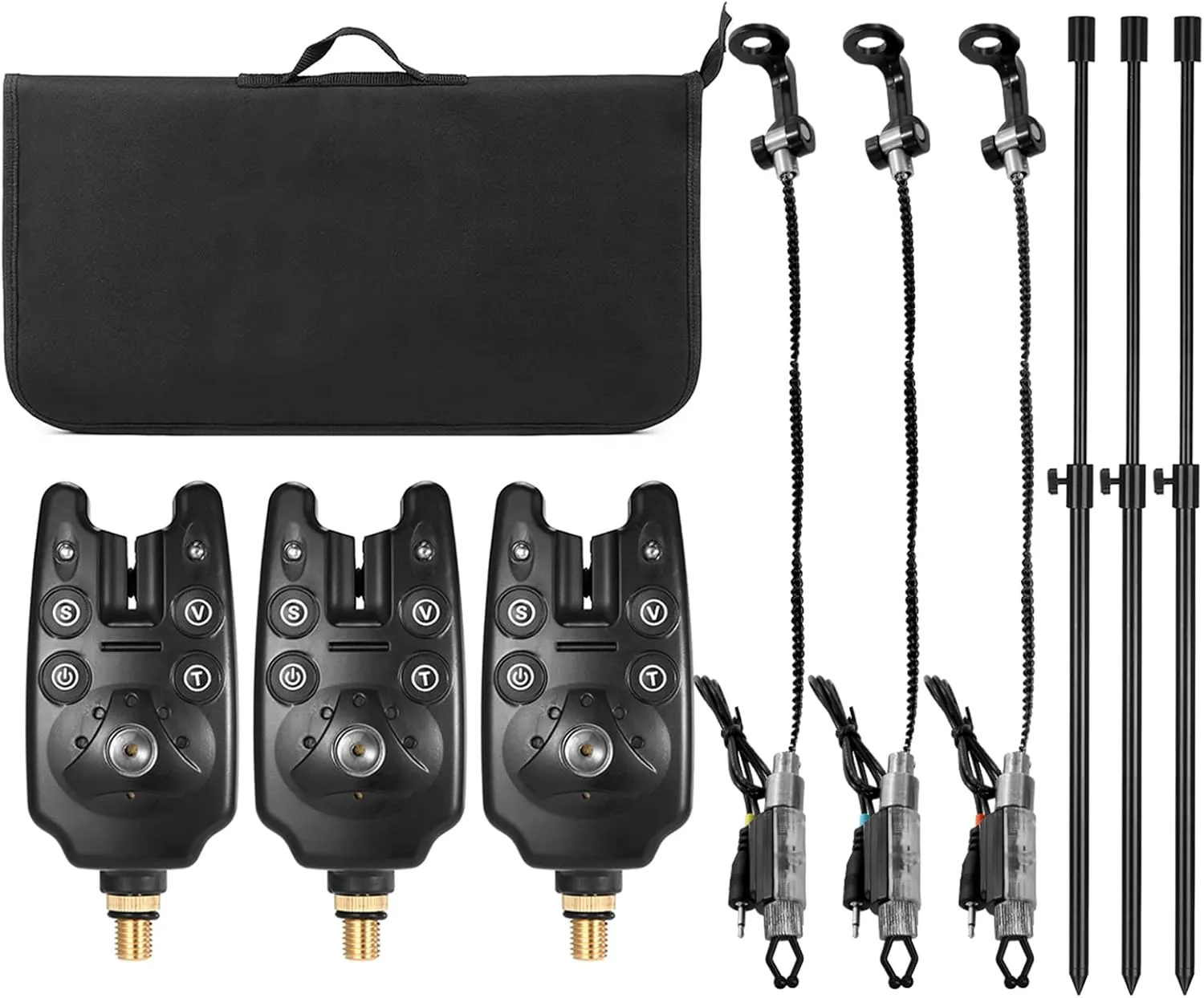 doorslay Fishing Bite Alarms Fishing Bankstick Set with Padded Fishing Tool Bag