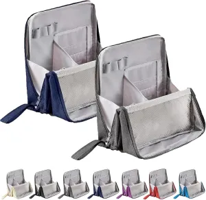 Doresty Makeup Bag, Standing Makeup Bag – Portable, Large Capacity, Waterproof Vertical Office Desktop Storage Bags, Multi-Purpose Large Capacity Oxford Cloth Toiletry Bag, with Compartments (2Pcs/A)
