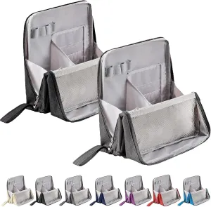 Doresty Makeup Bag, Standing Makeup Bag – Portable, Large Capacity, Waterproof Vertical Office Desktop Storage Bags, Multi-Purpose Large Capacity Oxford Cloth Toiletry Bag, with Compartments (2Pcs/B)