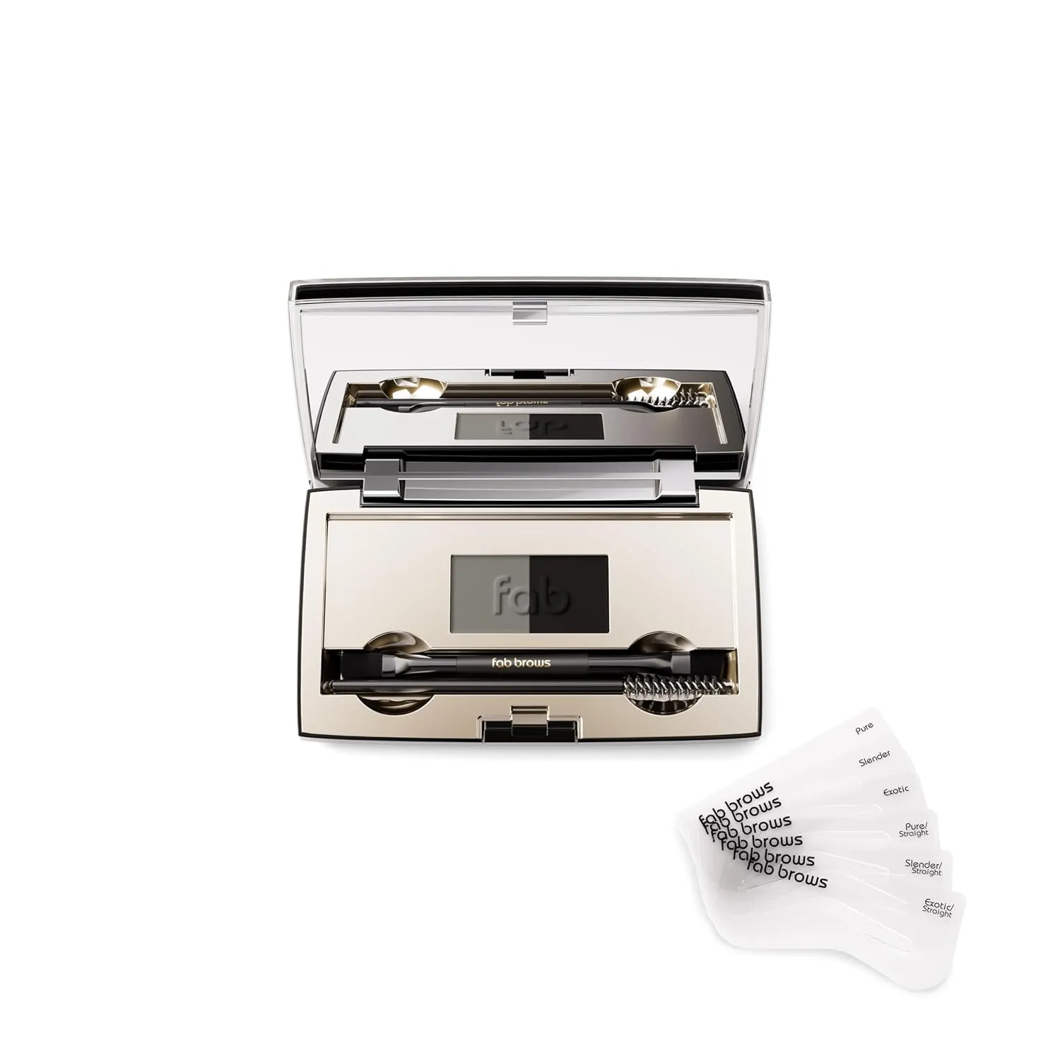 Duo Eyebrow Kit, Ultimate Brow Stencil Kit with Compact Powder Mirror and Eyebrow Shaper, Waterproof Eye Makeup Contour Palette Set for Eyebrow, Eyebrow Cosmetics, (Slate / Black)