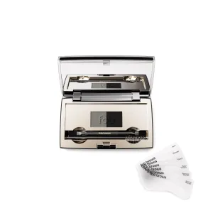 Duo Eyebrow Kit, Ultimate Brow Stencil Kit with Compact Powder Mirror and Eyebrow Shaper, Waterproof Eye Makeup Contour Palette Set for Eyebrow, Eyebrow Cosmetics, (Slate / Black)