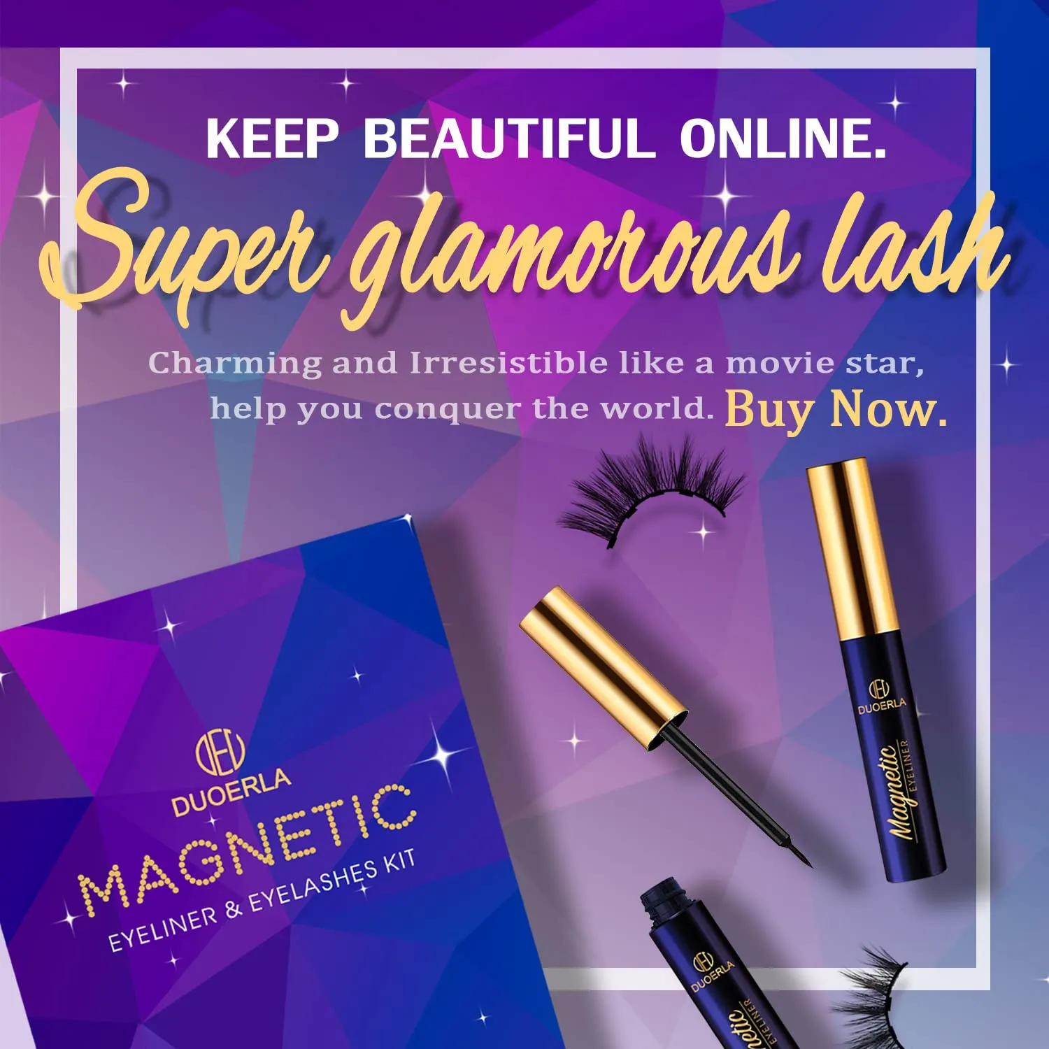 DUOERLA Magnetic Eyelashes - 7 Pairs 3D Medium Magnetic Lashes - 2 Tubes of Liner - Upgraded Natural Look, Long Lasting, Waterproof, Reusable Fake Eyelashes with Applicator - Easy to Apply