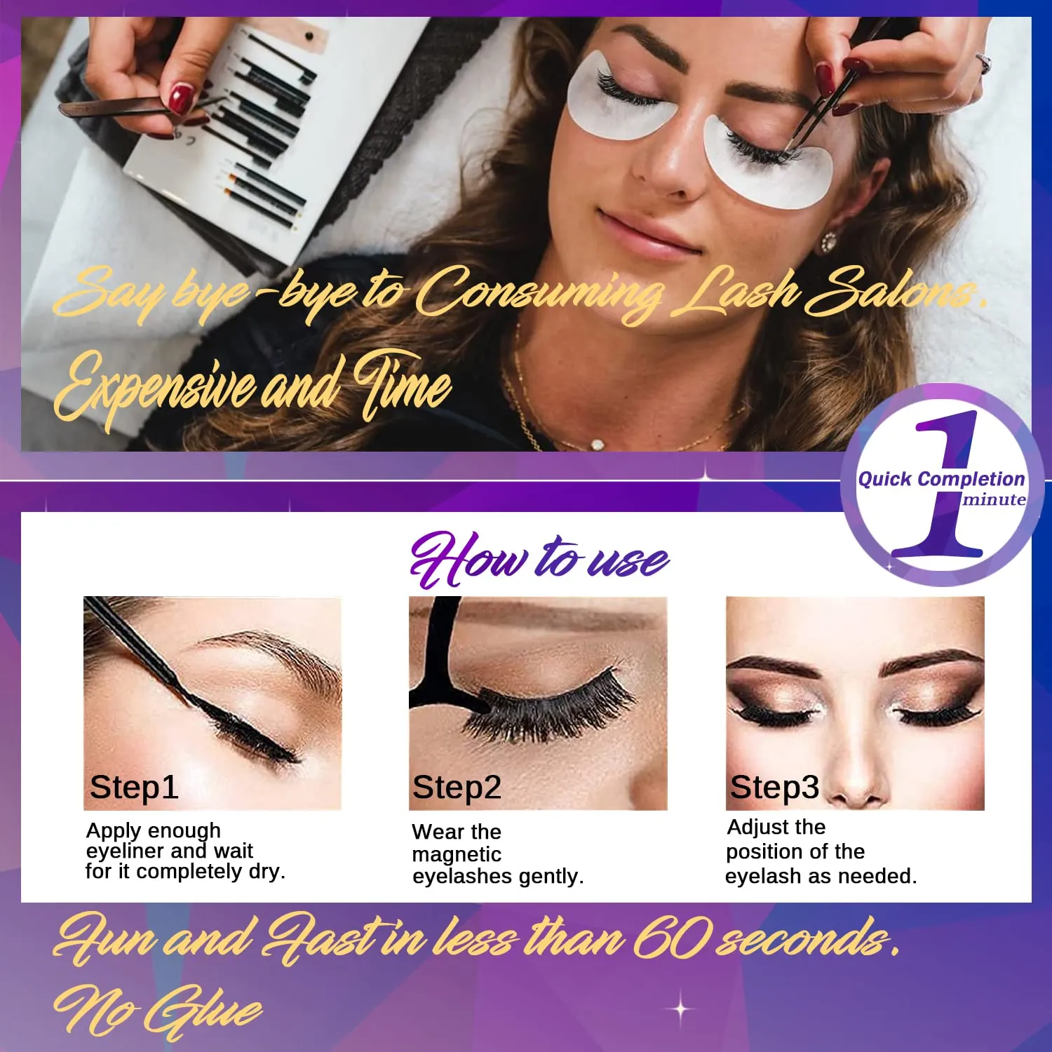 DUOERLA Magnetic Eyelashes - 7 Pairs 3D Medium Magnetic Lashes - 2 Tubes of Liner - Upgraded Natural Look, Long Lasting, Waterproof, Reusable Fake Eyelashes with Applicator - Easy to Apply