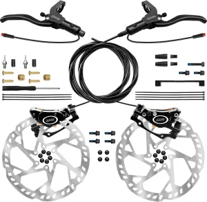 E-Bike Hydraulic Disc Brake Set 4-Pistons/2-Pistons, 2-PIN/3-PIN Pre-Bled with Mineral Oil Brakes Kit，Front and Rear Set，180mm 2.3mm Thick Rotors