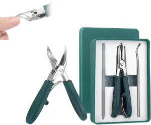 Eagle Beak Beveled Nail Clippers,Wide Jaw Opening Anti-Splash Slanted Nail Clipper,Includes Nano Nail File & Cuticle Pusher,3 Piece Set for Home,Travel & Daily Care