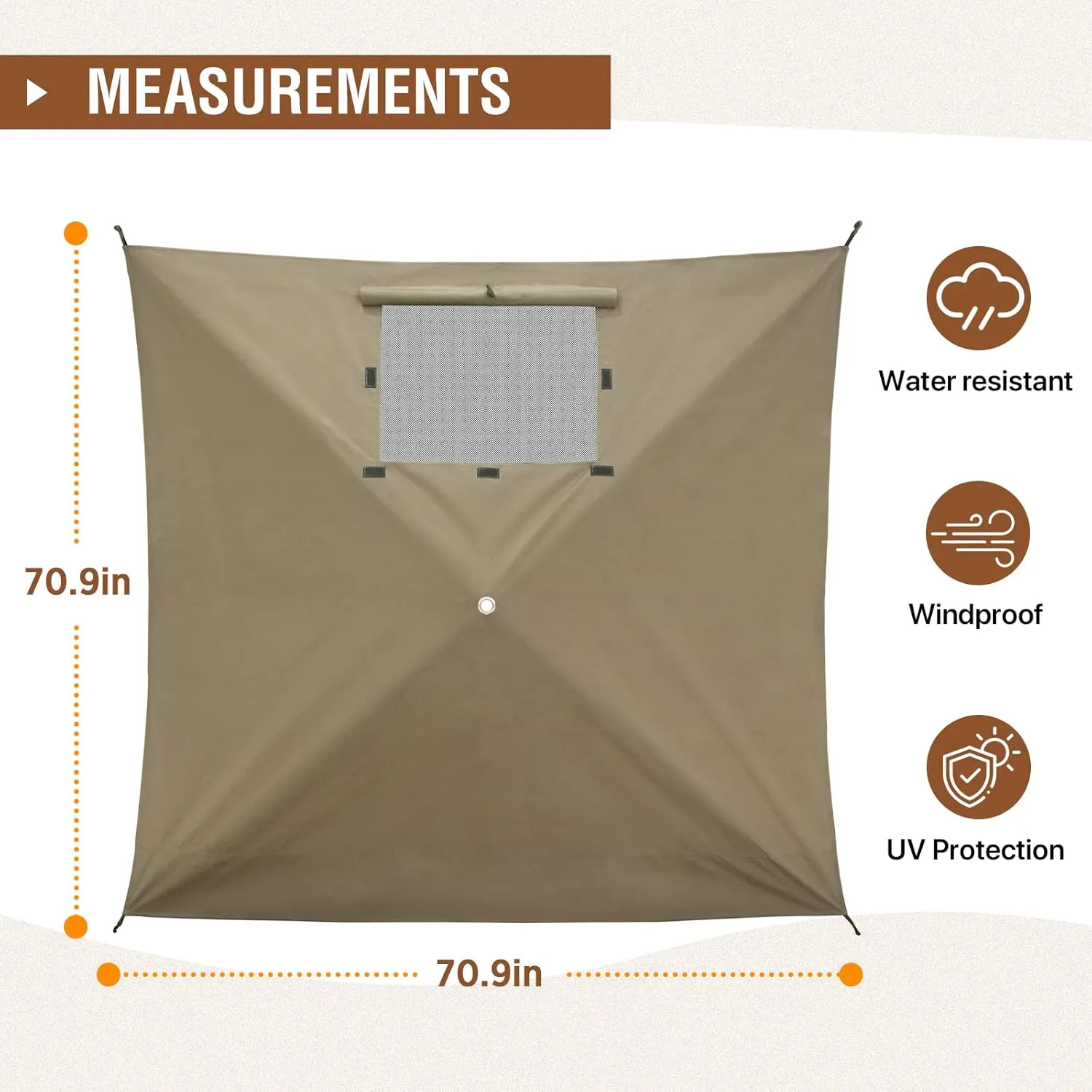 EAGLE PEAK Wind Screen Side Wall Panel with Window, Weather-Resistant, UV Protected and Waterproof, 5 Pack, Beige