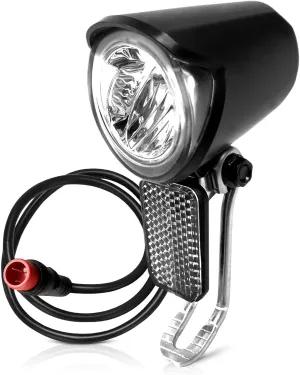 Ebike Headlight 6-60V, Night Riding Waterproof Electric Dirt Bike Front Light Road Bike Led Headlight Cycling Accessories with 2 Pin Connector for Cycling Safety