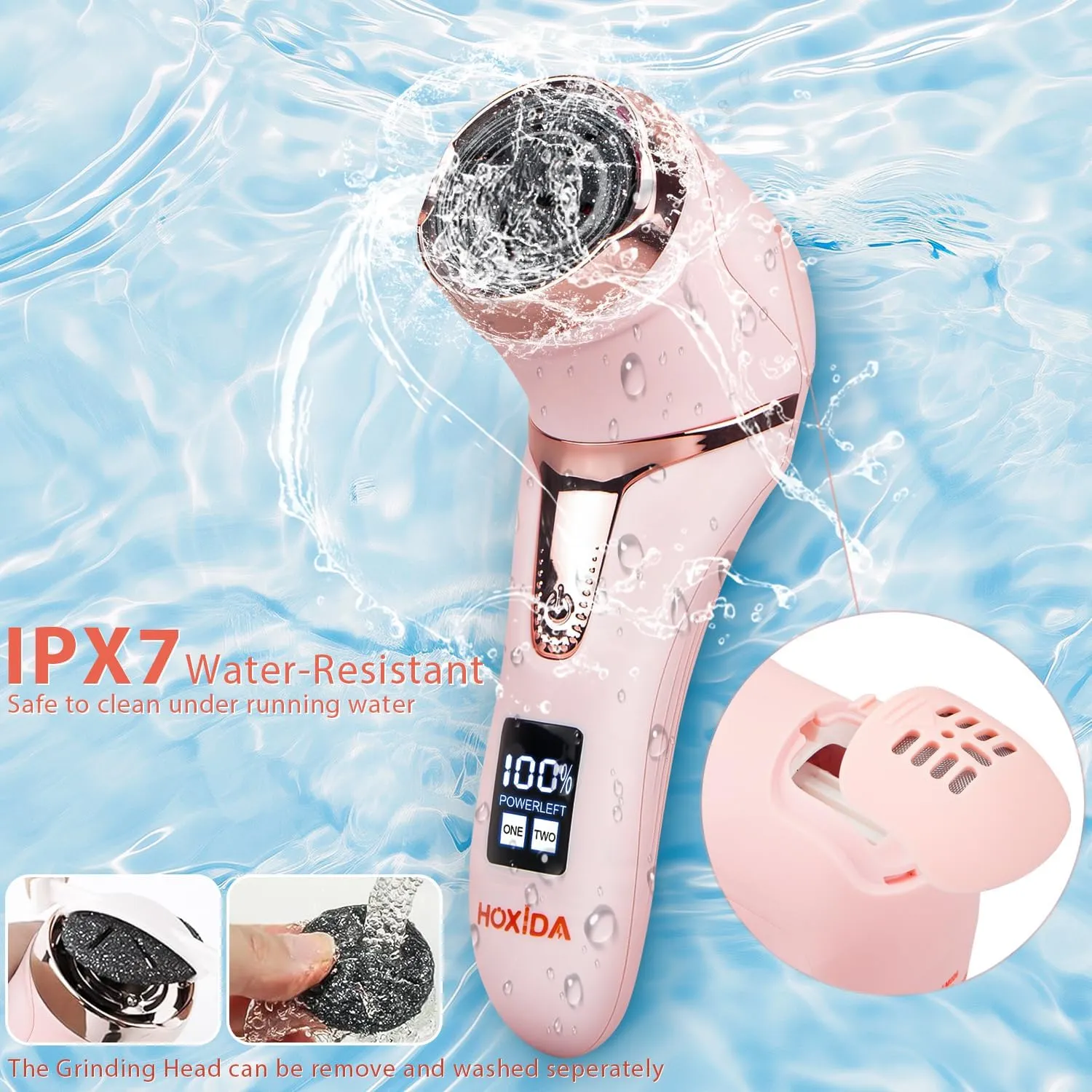 Electric Callus Remover for Feet (with Dander Vacuum Cleaner), Rechargeable Foot Callus Remover Pedicure Tools Foot File, Professional Foot Care Kit Deadskin Remover with 9Heads&2Speed,LCD Display