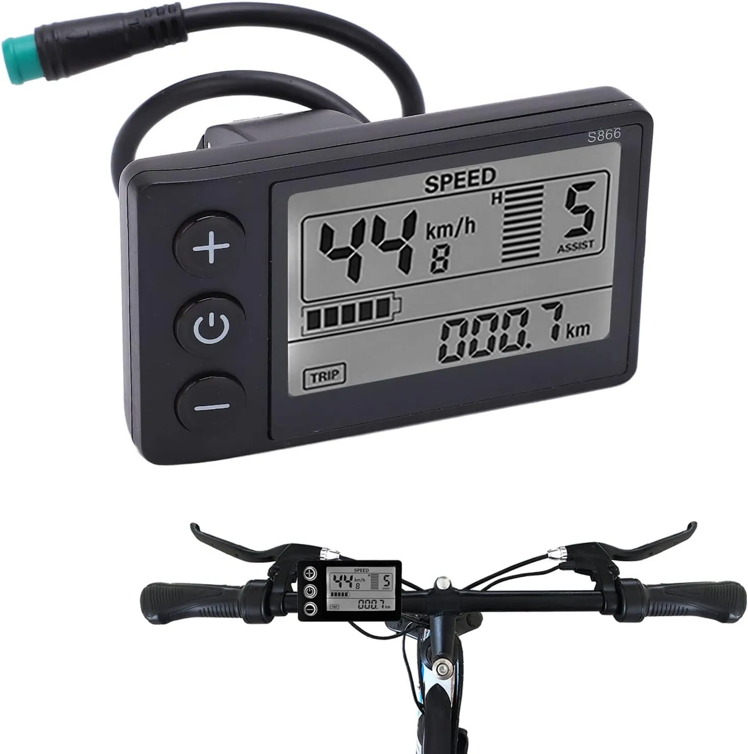 Electric LCD Display, 48V Control Panel LCD Display Meter Display Meter Controller Waterproof E Bike S866 Electric Scooter LCD Display Conversion Kit for 22.2mm