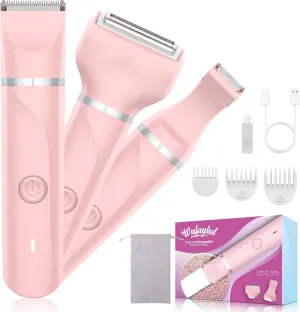 Electric Razors for Women: 3-in-1 Rechargeable Bikini Trimmer & Shaver – Waterproof Body Hair Remover for Pubic, Legs, Face, Underarms – Wet & Dry Use, Painless Grooming Kit for Smooth Skin