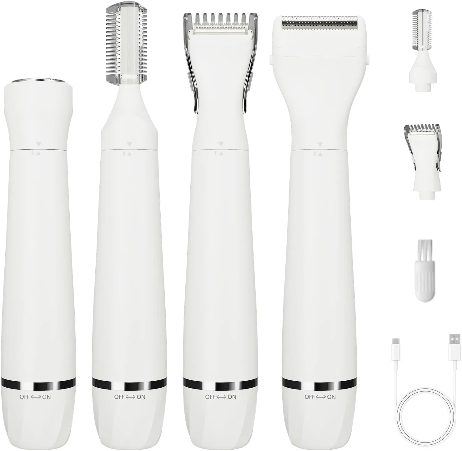 Electric Razors Shaver for Women - 4 in 1 All-in-One Face/Body Trimmer and Shaver Set, Waterproof Pubic Hair Trimmer Facial Hair Remover, Eyebrow & Foil Trimmer, Rechargeable Women's Grooming Kit 8866