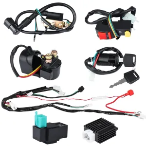 Electric Wiring Harness, CDI Ignition Coil Wiring Harness Kit, CDI Wire Assembly fit for 4 Stroke ATV 50cc 110cc 125cc