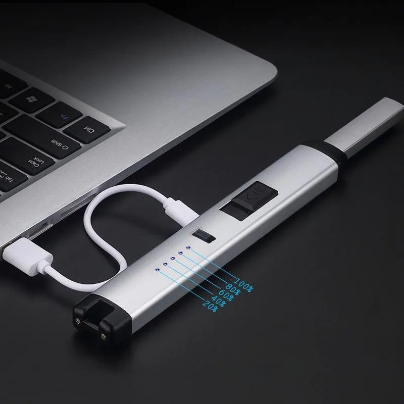 Electronic Usb Rechargeable Pulse Arc Candle Lighter Kitchen Camping Stove Bbq