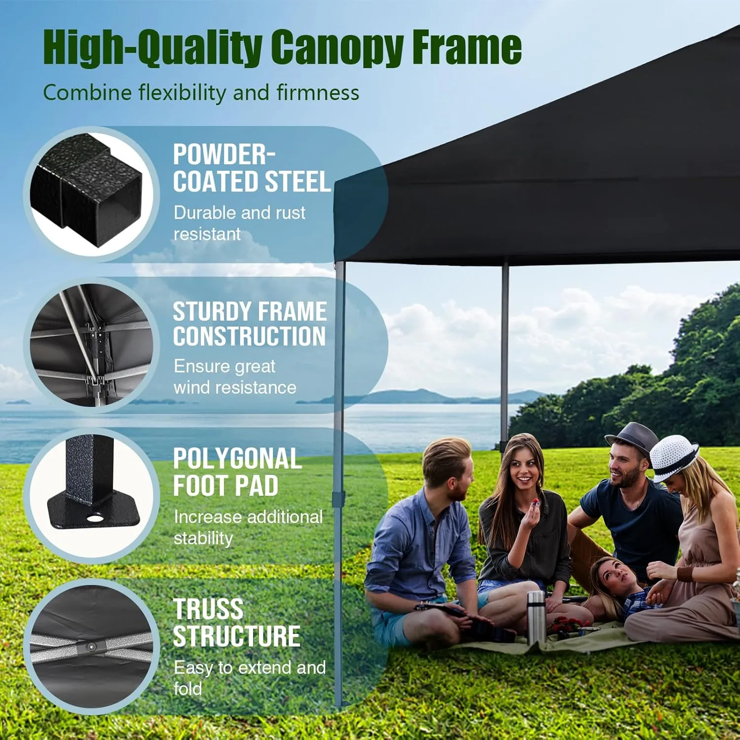 Eurmax USA NOMATTER ONE-Person Open&Close 10x10ft Pop Up Canopy Tent，Portable Shelter Canopy for Outdoor Events，Instant Canopies, Temporary Sunshade,Bonus 4 Sand Bags(Khaki)