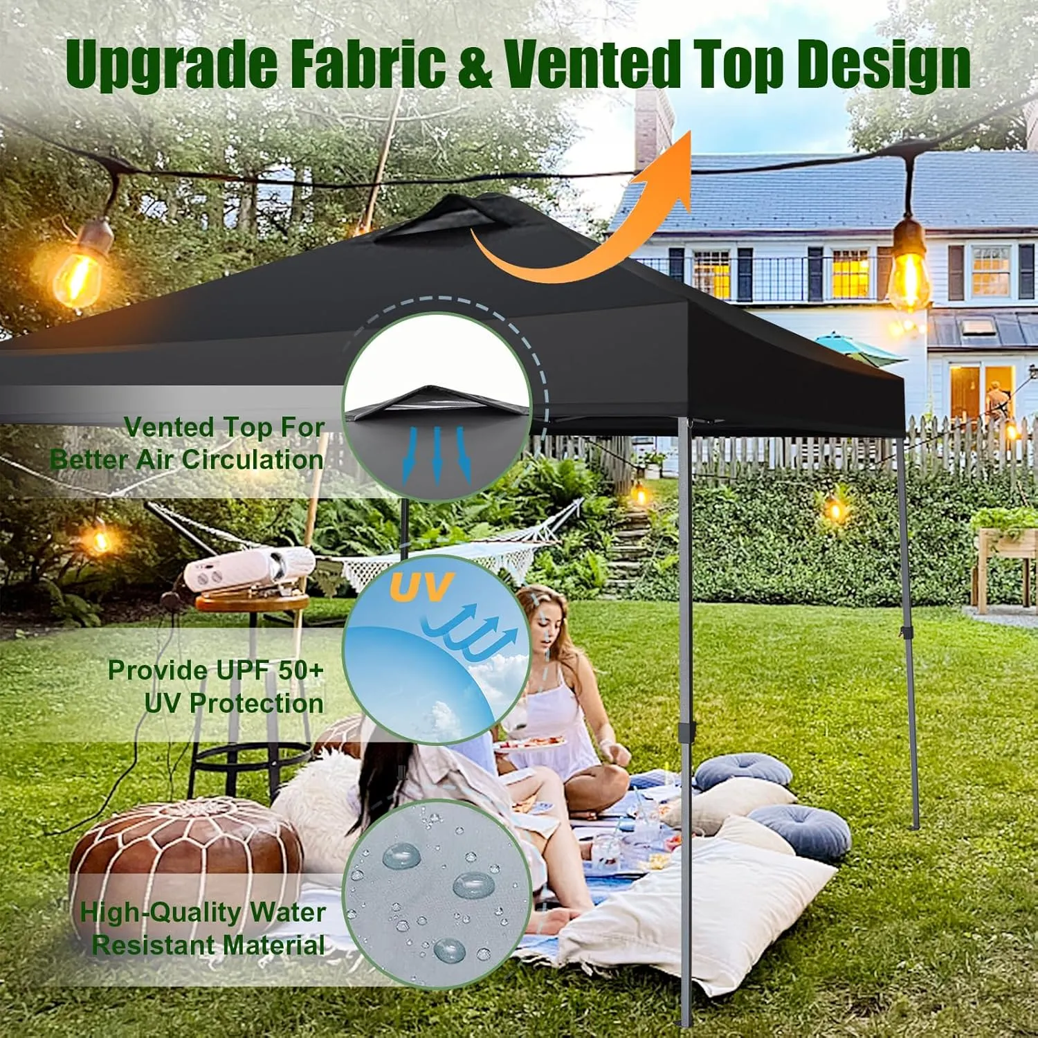 Eurmax USA NOMATTER ONE-Person Open&Close 10x10ft Pop Up Canopy Tent，Portable Shelter Canopy for Outdoor Events，Instant Canopies, Temporary Sunshade,Bonus 4 Sand Bags(Khaki)