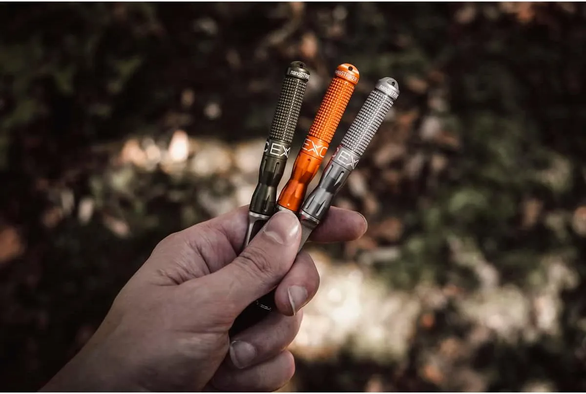 Exotac nanoSTRIKER XL Self Contained Ferrocerium Fire-Starter with Stainless Steel and Tungsten Carbide Striker, Waterproof 1/4 in. Ferro Rod Produces Up To 3,000 Fire-Starting Strikes