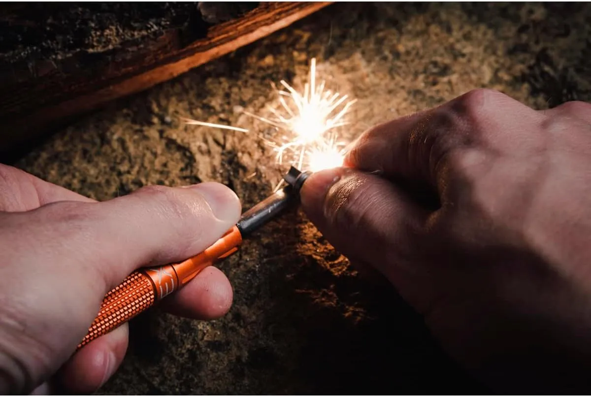 Exotac nanoSTRIKER XL Self Contained Ferrocerium Fire-Starter with Stainless Steel and Tungsten Carbide Striker, Waterproof 1/4 in. Ferro Rod Produces Up To 3,000 Fire-Starting Strikes