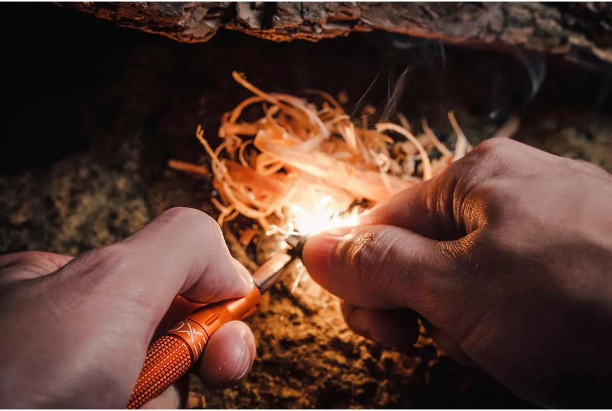 Exotac nanoSTRIKER XL Self Contained Ferrocerium Fire-Starter with Stainless Steel and Tungsten Carbide Striker, Waterproof 1/4 in. Ferro Rod Produces Up To 3,000 Fire-Starting Strikes