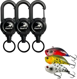 Exquisite Utility Fishing Gear and Lures Kit, 3 pcs Sinking Vibe Crank Bait & 3 Pack Heavy Duty Zinger Retractors, A Cool Option for Angler