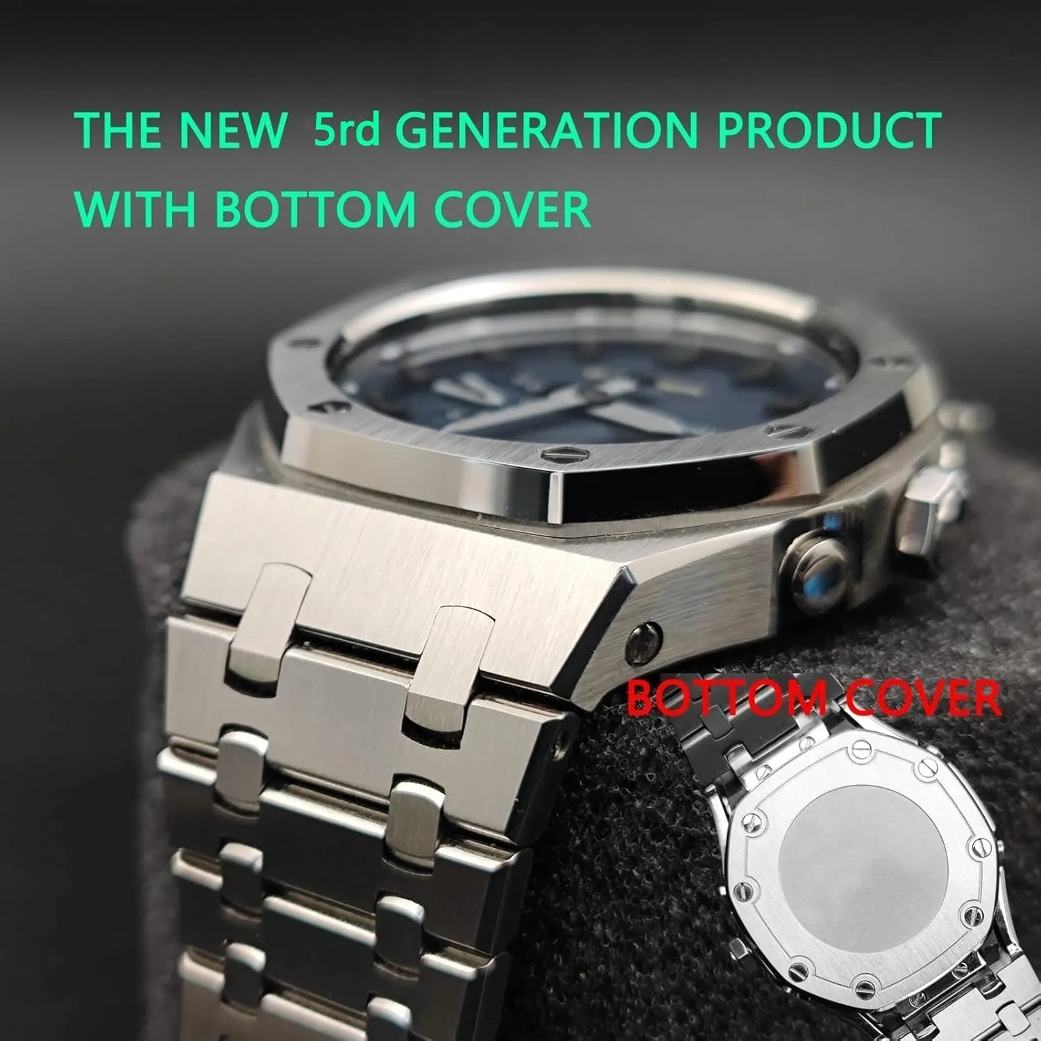 EZZON 5rd With Bottom Cover MOD Kit For GA2100STHS-1A Metal Watch Case Watchband 316 Stainless Steel Modified Accessories Bezel Bracelet Strap