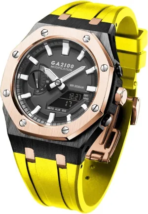 EZZON GA2100 MOD Kit For GA2110SU-9A Metal Watch Case Silicone Strap 316 Stainless Steel Modified Accessories Bracelet Bezel bands