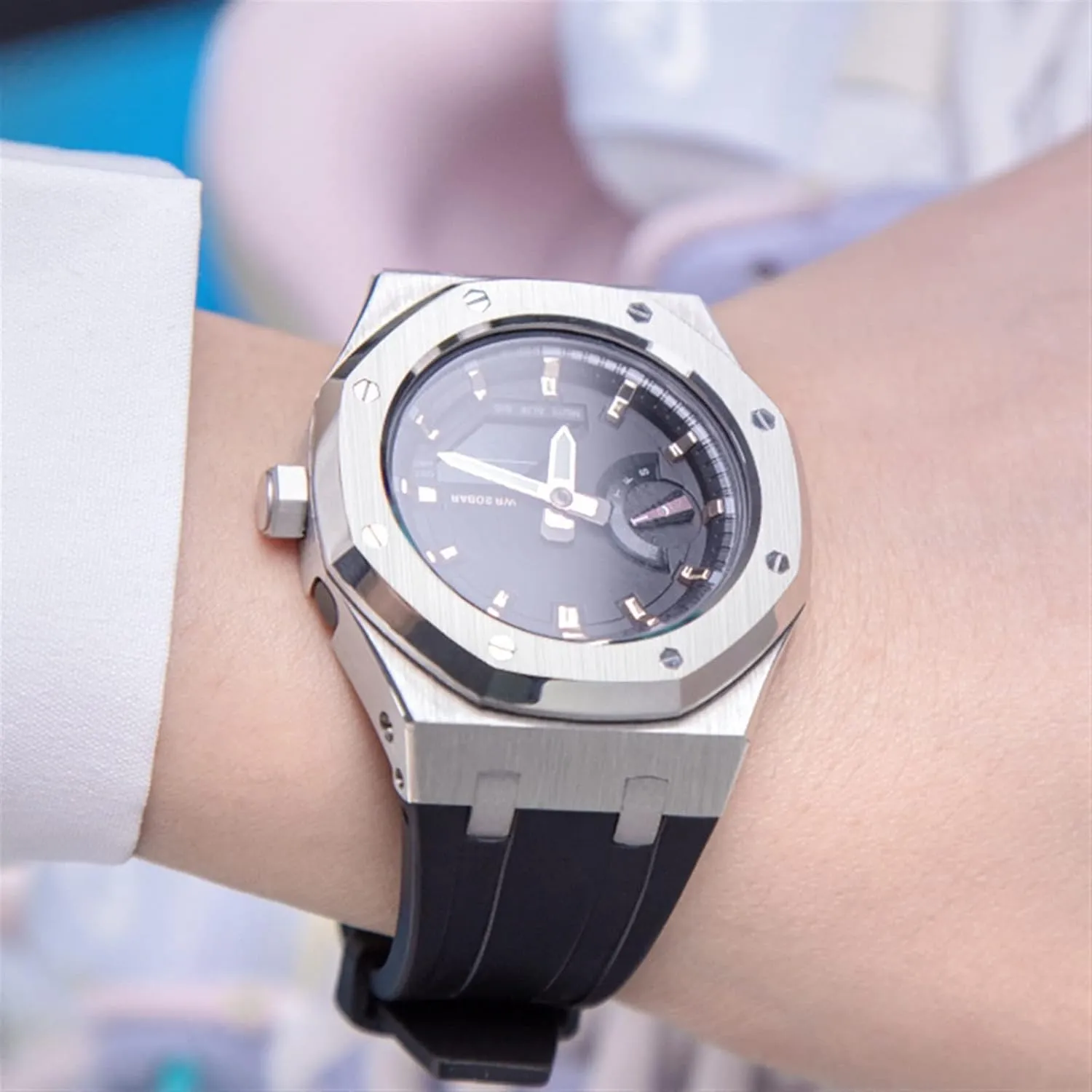 EZZON GA2100 MOD Kit For GA2110SU-9A Metal Watch Case Silicone Strap 316 Stainless Steel Modified Accessories Bracelet Bezel bands
