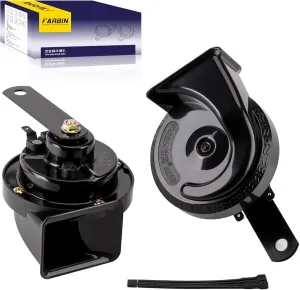 FARBIN Train Horn for Truck 12V Car Horns Loud Waterproof Electric Snail Horn Kit for Any 12V Vehicl (black, 12v)