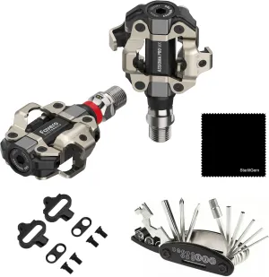 Favero Assioma Pro MX-1 Upgraded Single-Sided Power Meter Pedals Bundled with Extra SPD Cleats, Cleaning Cloth and Multi Tool Kit