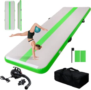 FEATH-R-LITE 10/13ft Inflatable Gymnastics Tumble Track Tumbling Mat 4in Thick Air Floor Tumble Track with Electric Pump for Cheer Leading/Gymnastics/Beach/Gym/Home