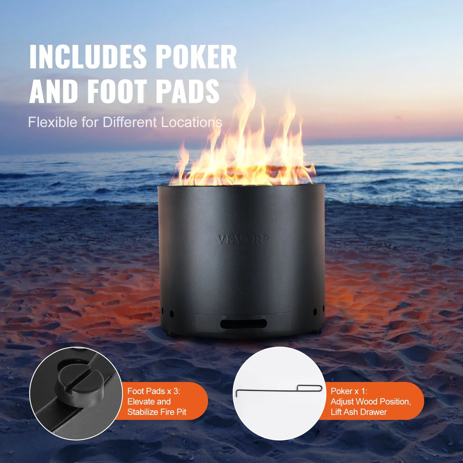 (FINAL PRICES ARE LOWER ON OUR SITE!) VEVOR Smokeless Fire Pit Stove Bonfire 19.3 in Dia Wood Burning Stainless Steel
