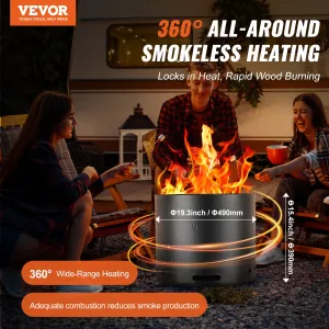 (FINAL PRICES ARE LOWER ON OUR SITE!) VEVOR Smokeless Fire Pit Stove Bonfire 19.3 in Dia Wood Burning Stainless Steel