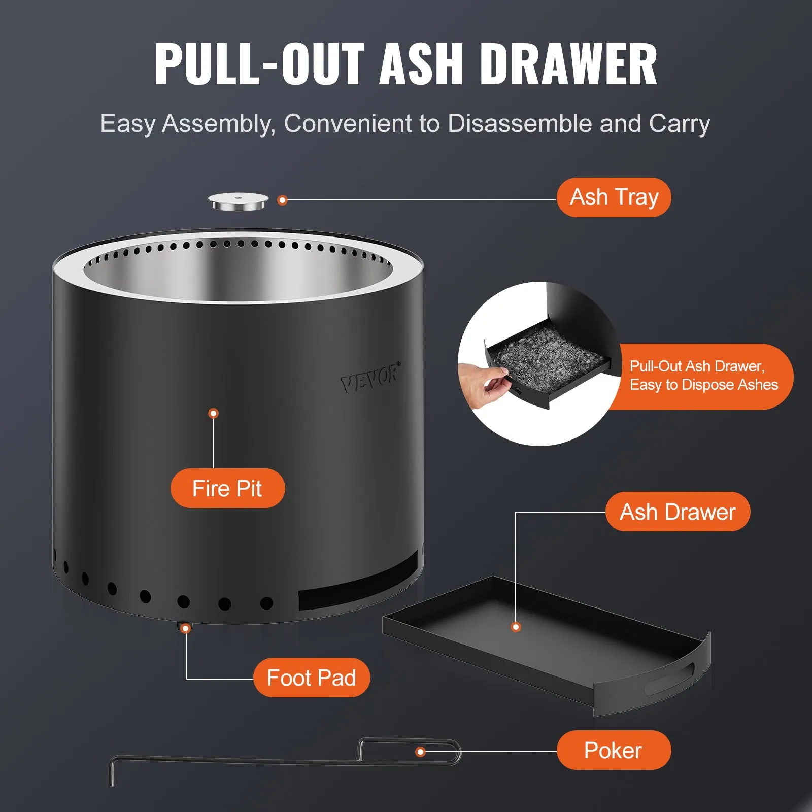 (FINAL PRICES ARE LOWER ON OUR SITE!) VEVOR Smokeless Fire Pit Stove Bonfire 19.3 in Dia Wood Burning Stainless Steel