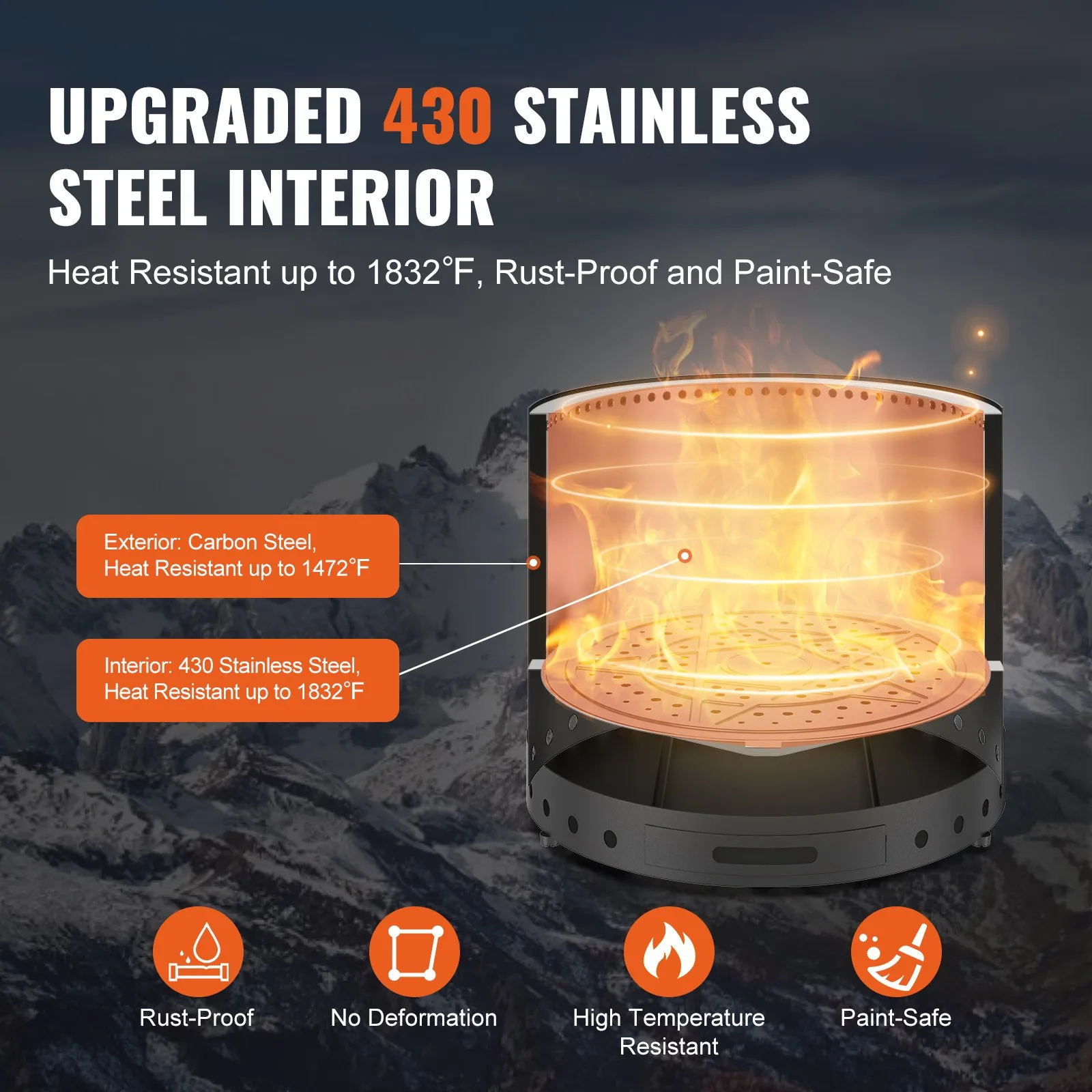 (FINAL PRICES ARE LOWER ON OUR SITE!) VEVOR Smokeless Fire Pit Stove Bonfire 19.3 in Dia Wood Burning Stainless Steel