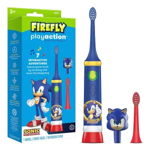 FIREFLY Play Action Sonic The Hedgehog Toothbrush Kit, Interactive Battery Operated Toothbrush with Lights, Music and Games, Batteries Included, Ages 3 