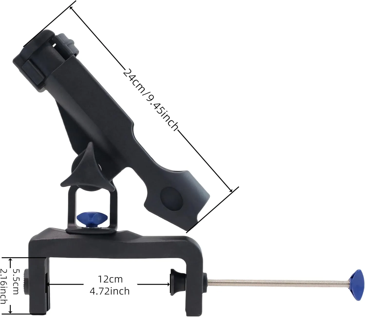 Fishing Boat Rods Holder with Large Clamp Opening 360 Degree Adjustable Fishing Rod Racks Folding Holder