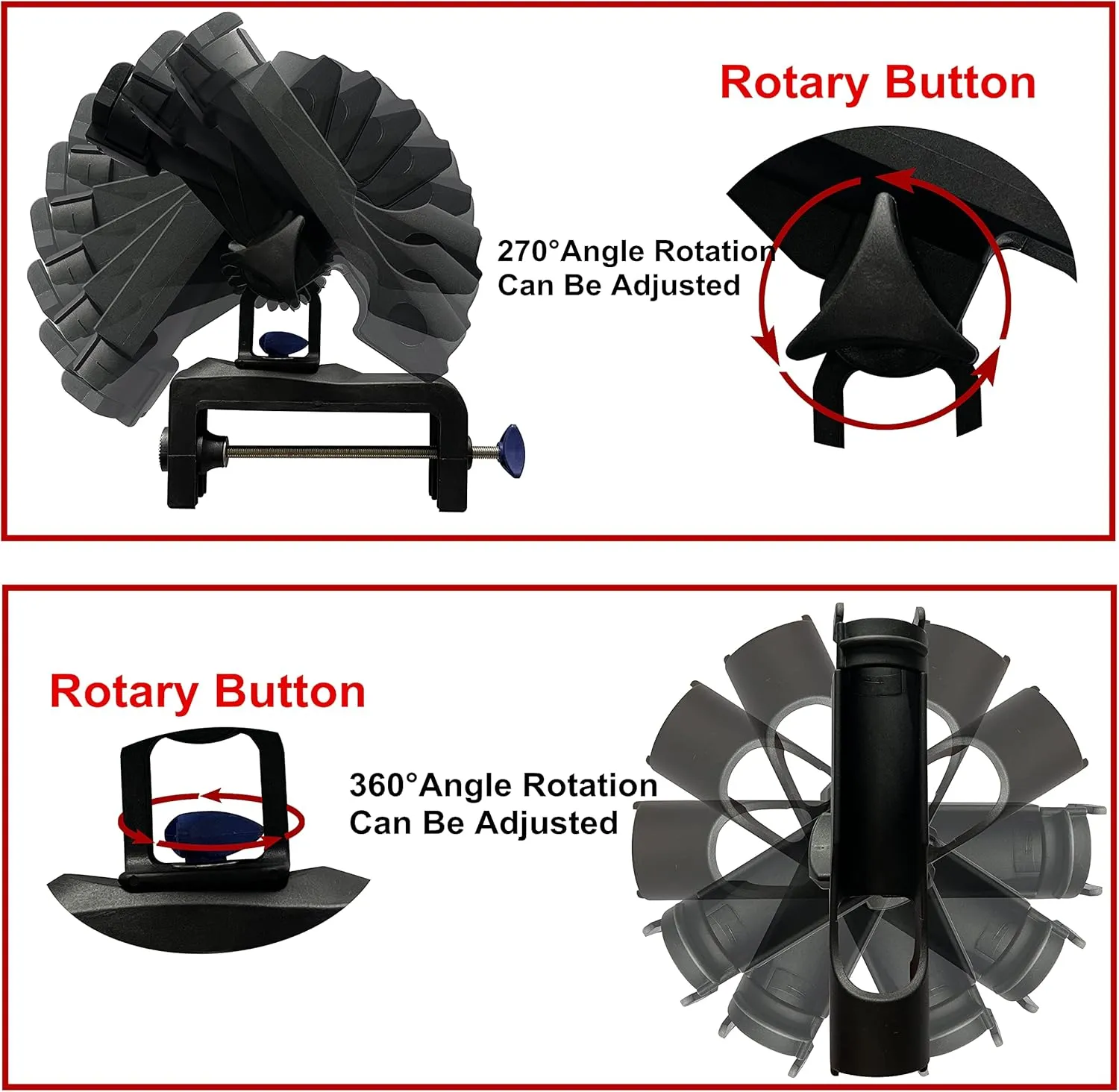 Fishing Boat Rods Holder with Large Clamp Opening 360 Degree Adjustable Fishing Rod Racks Folding Holder