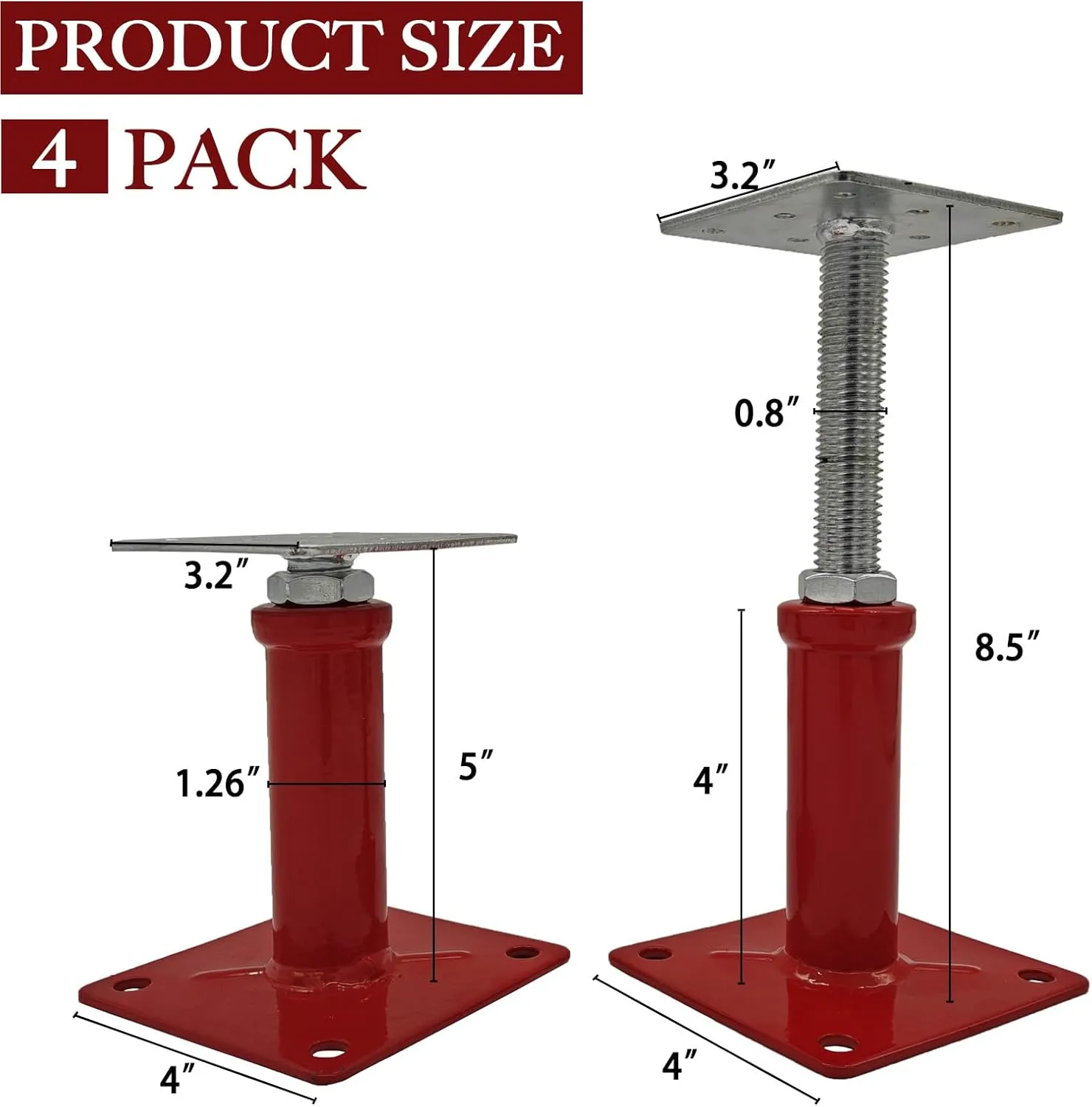 Floor Jacks,5 to 8.5 inch Adjustable Support Beam Basement Jack Post,House Floor Jacks Mini Screw Post Pole for Leveling,Galvanized (4)
